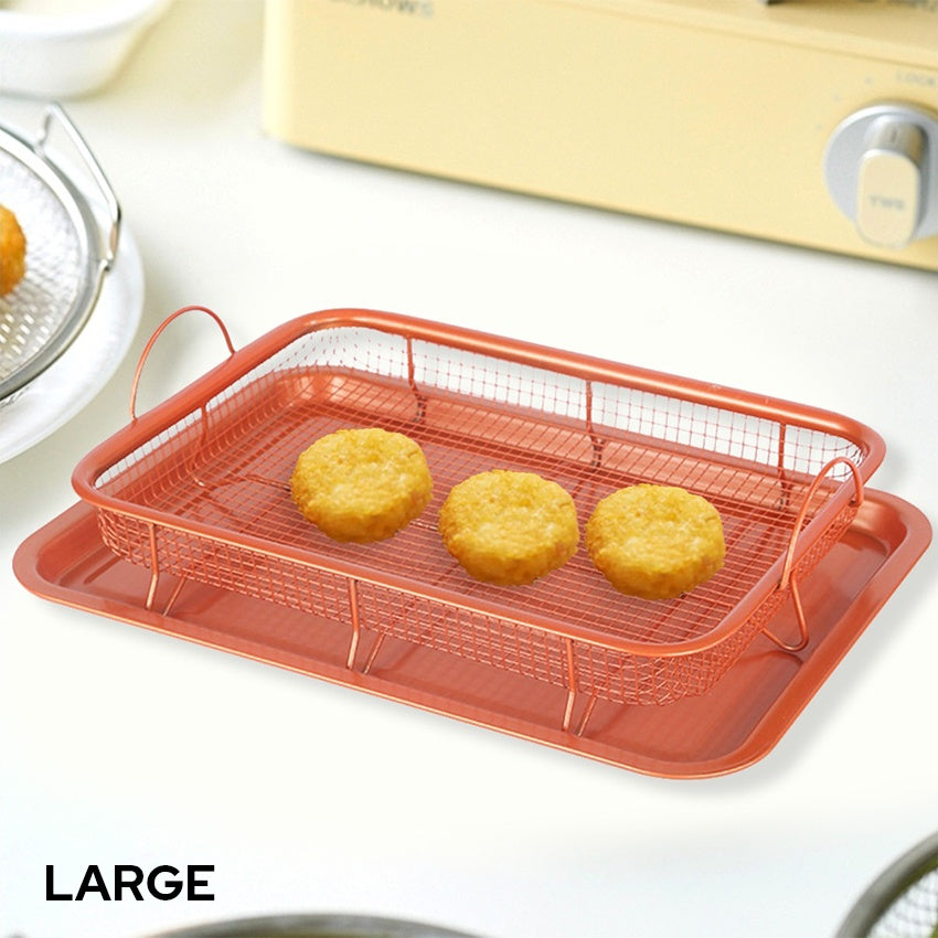 Crisper Tray for Oven 2 Piece Nonstick Copper Crisper Tray & Basket