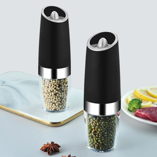 Gravity Electric Pepper and Salt Grinder Set Adjustable Coarseness Battery Powered with LED Light