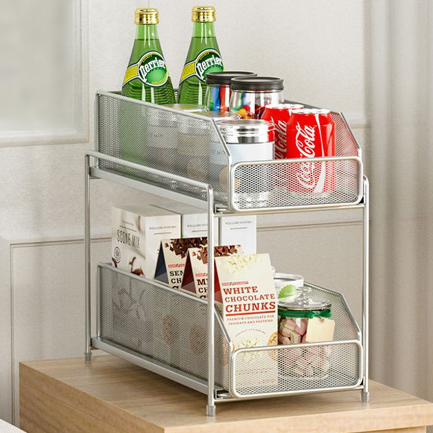 2-Tier Sliding Basket Drawer Wired Organizer Storage