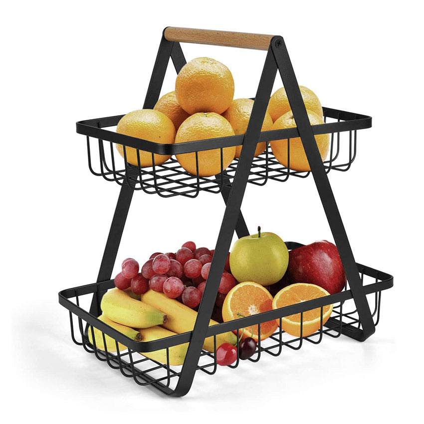 2-Tier Metal Countertop Fruits Vegetables Basket Storage Kitchen Spice Rack