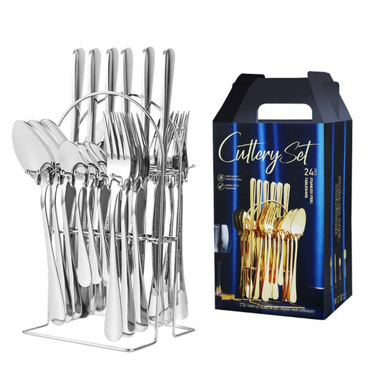 Stainless Steel Cutlery 24 Pieces Set Spoon  Fork  Knife with Holder