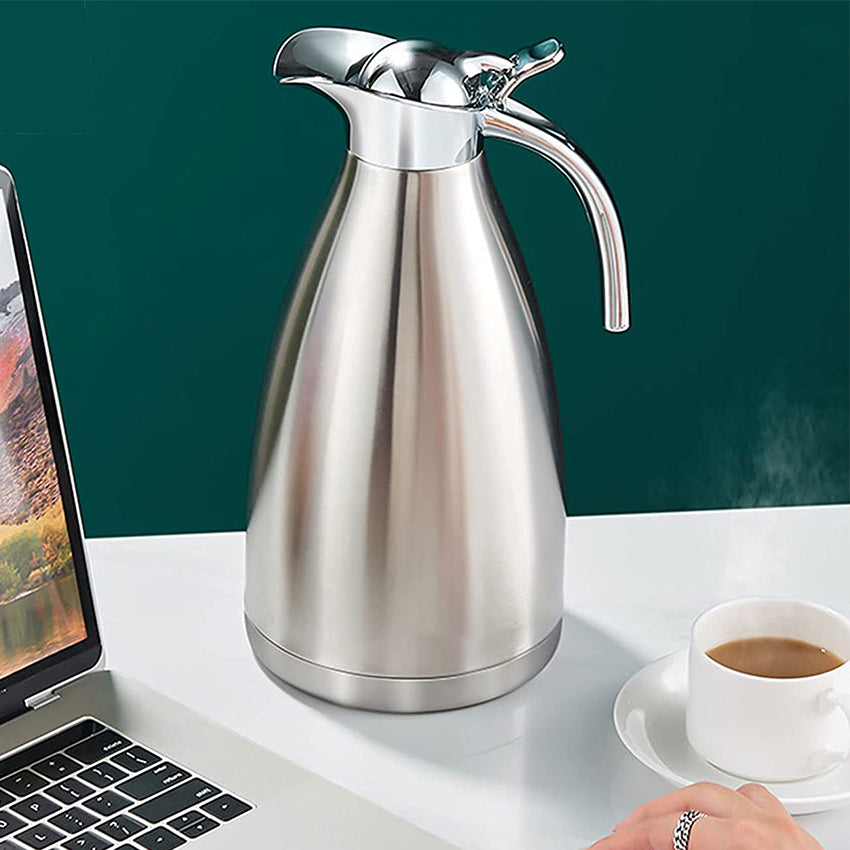 2L Stainless Steel Double-Layer Vacuum Insulation Coffee Pot Kettle Thermos Flask up to 6H Hot 12H Cold