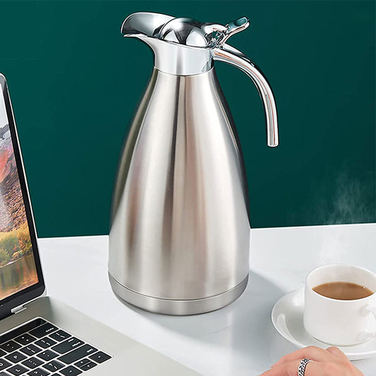 2L Stainless Steel Double-Layer Vacuum Insulation Coffee Pot Kettle Thermos Flask up to 6H Hot 12H Cold